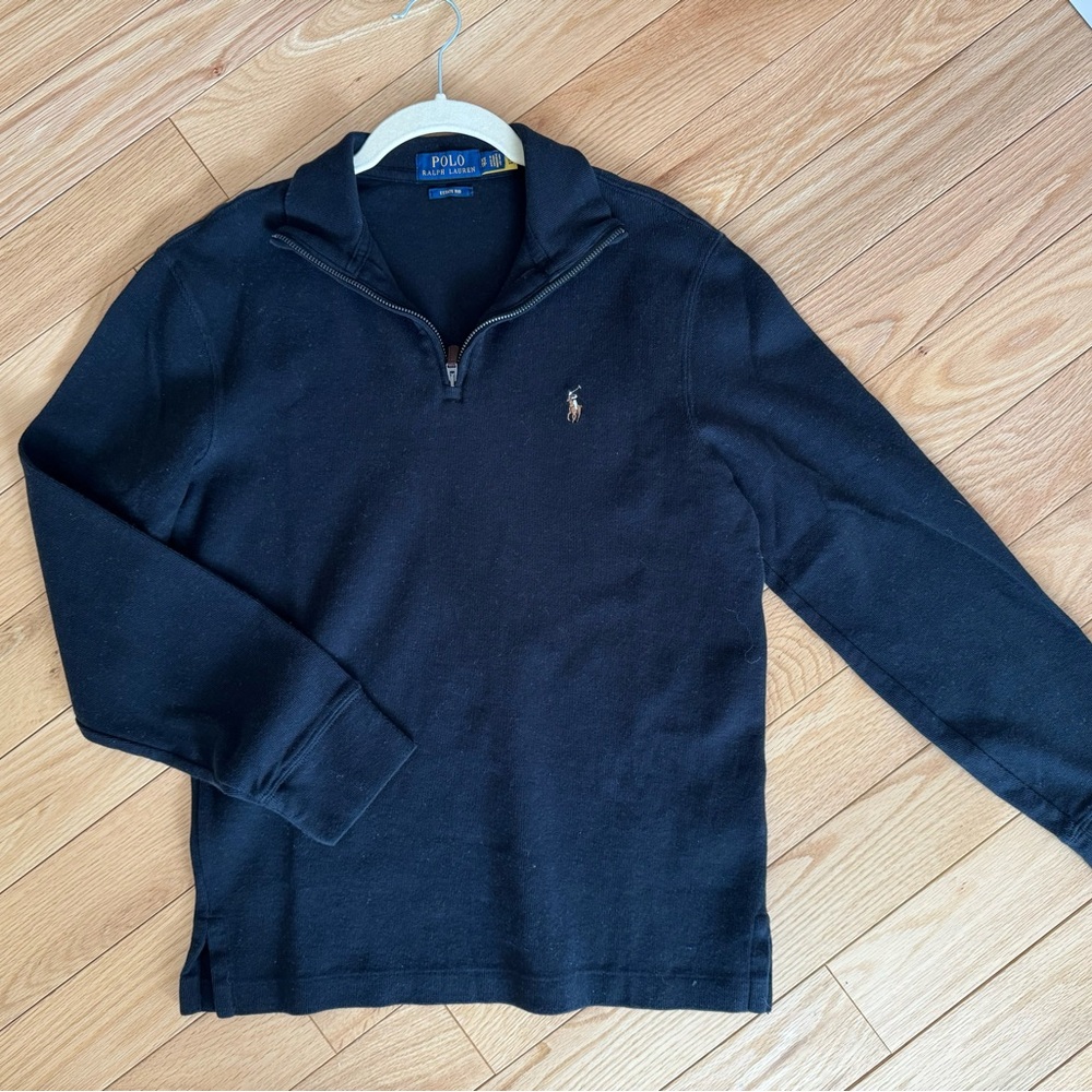 Polo by Ralph Lauren Estate-Rib Quarter-zip pullover, Black, XS